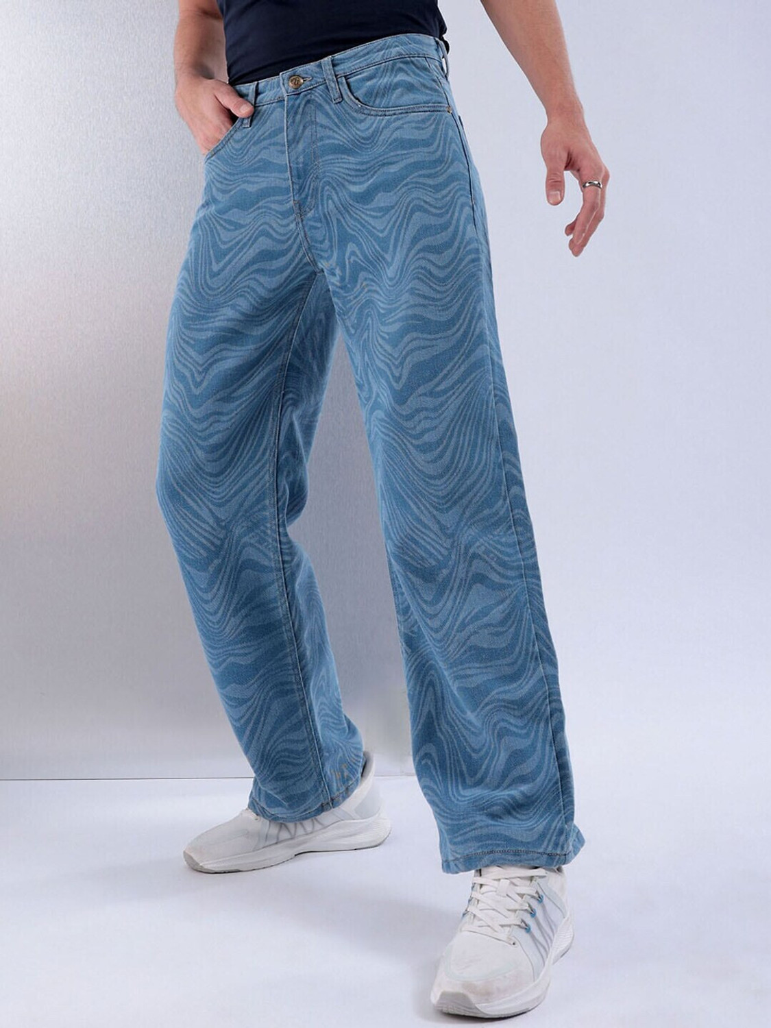 Image of The Indian Garage Co. Relaxed Fit Men Blue, Light Blue Jeans