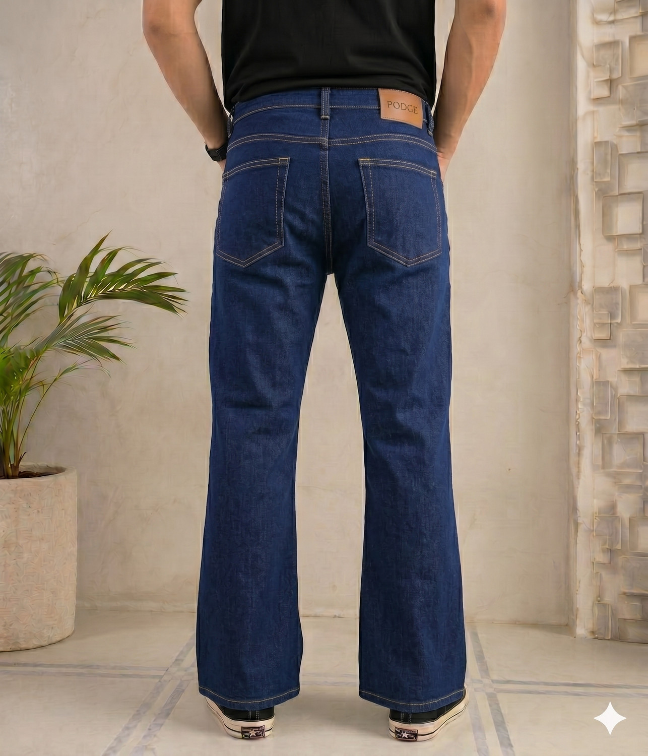 Image of PODGE Boot-Leg Men Dark Blue Jeans