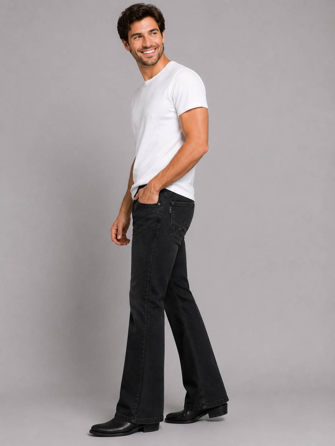 MM-21 Fashion Flared Black Jeans - Image 1
