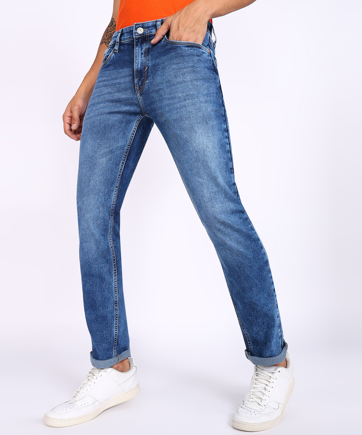 Image of FLYING MACHINE Slim Men Blue Jeans