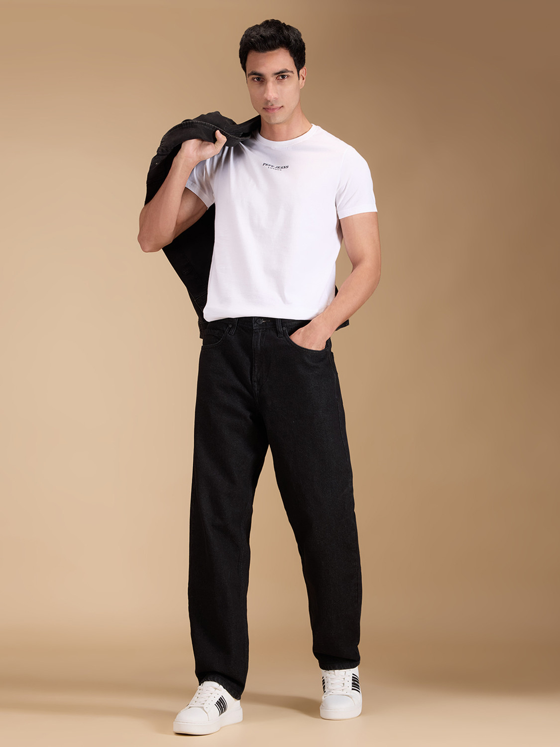 Image of Pepe Jeans Relaxed Fit Men Black Jeans