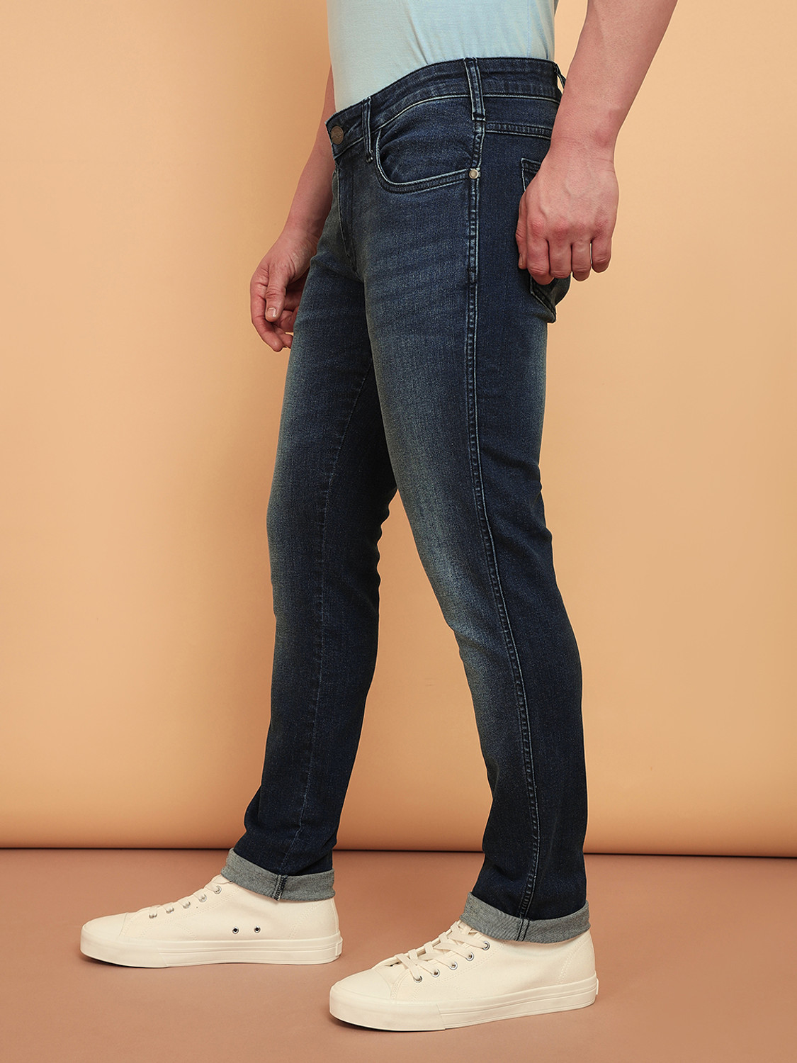 Image of Wrangler Slim Men Dark Blue Jeans