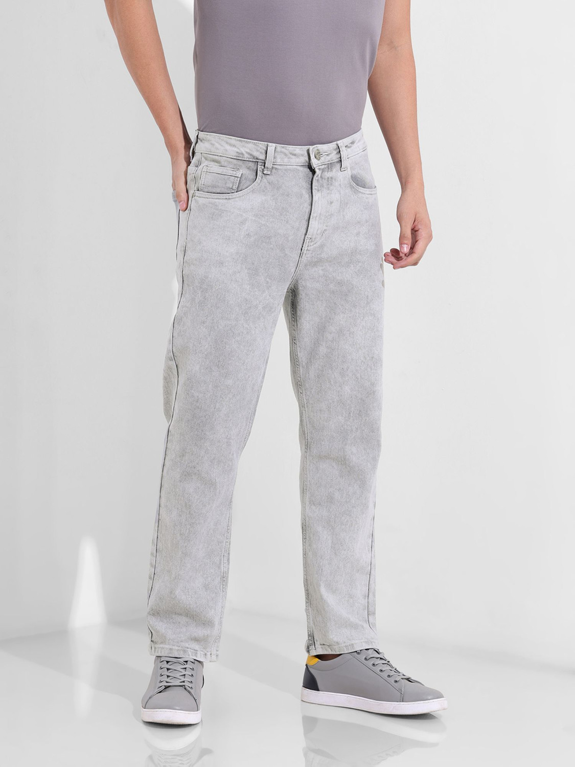 Image of The Indian Garage Co. Slim Men Grey Jeans