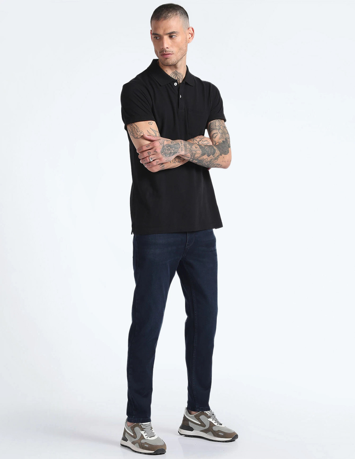 Image of FLYING MACHINE Tapered Fit Men Dark Blue Jeans
