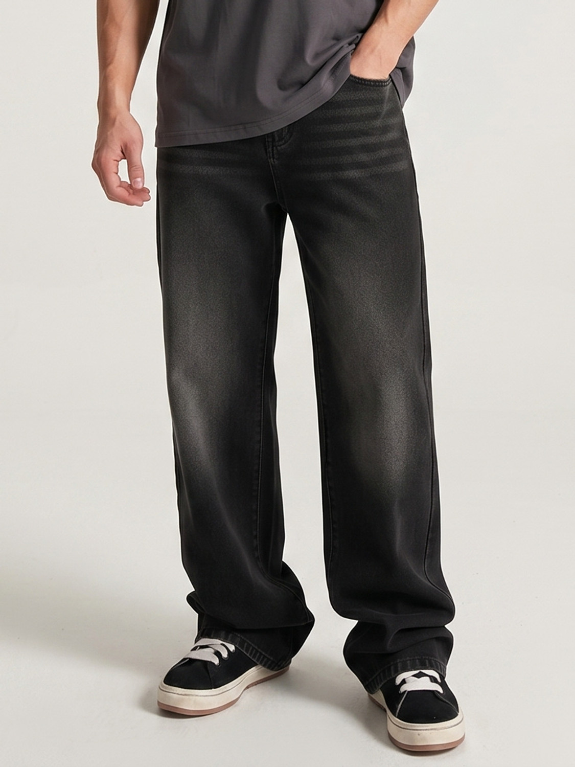 Image of Naaztraders Straight Fit Men Black Jeans