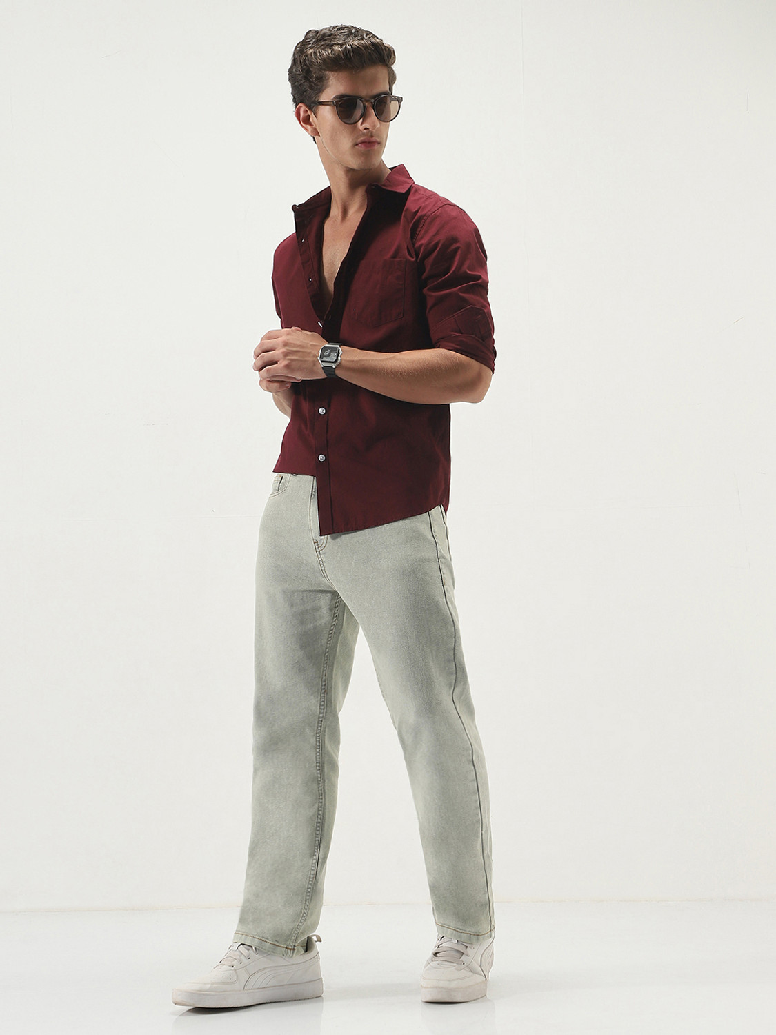 Image of Urbano Fashion Straight Fit Men Grey Jeans