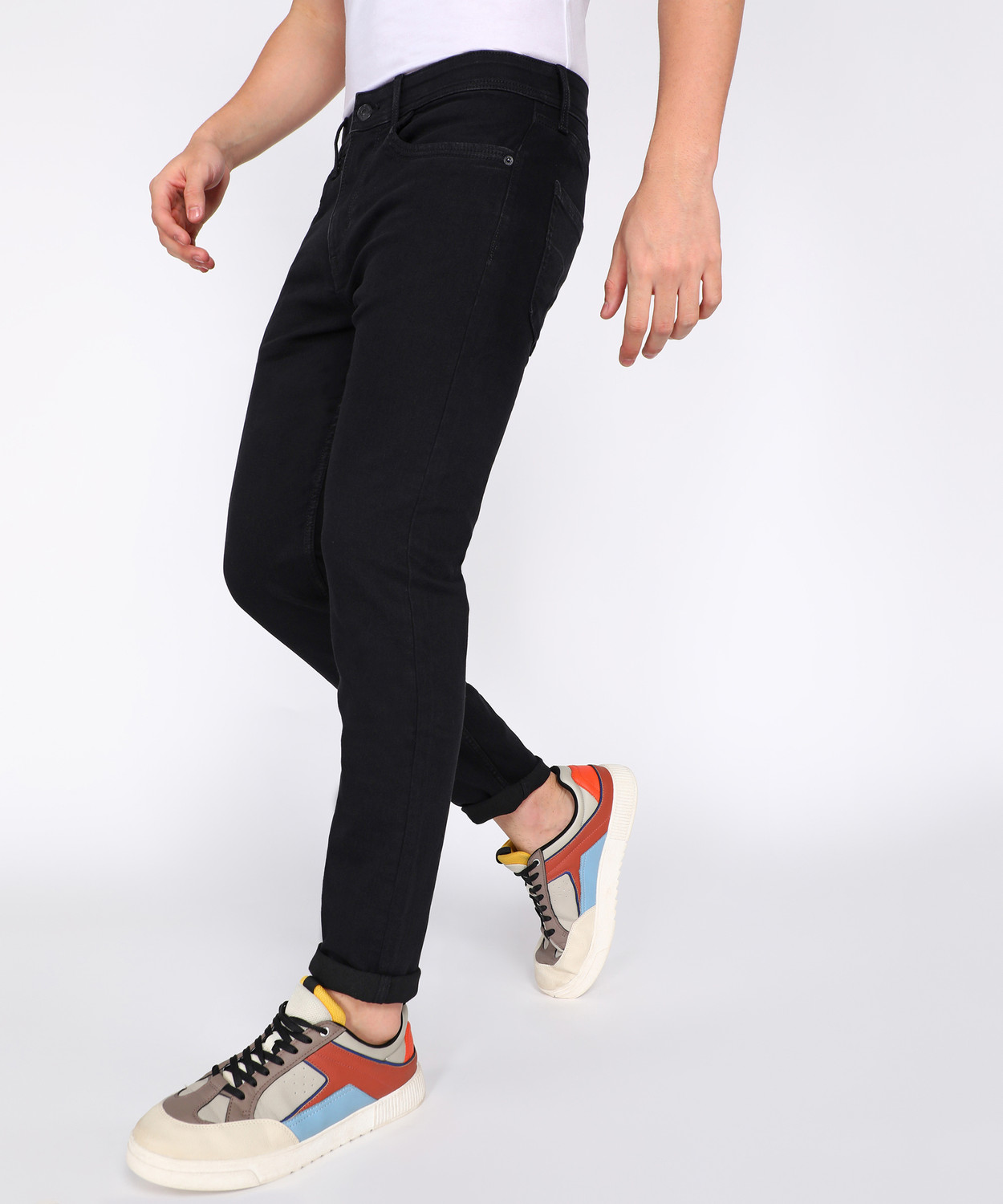 Image of FLYING MACHINE Tapered Fit Men Black Jeans