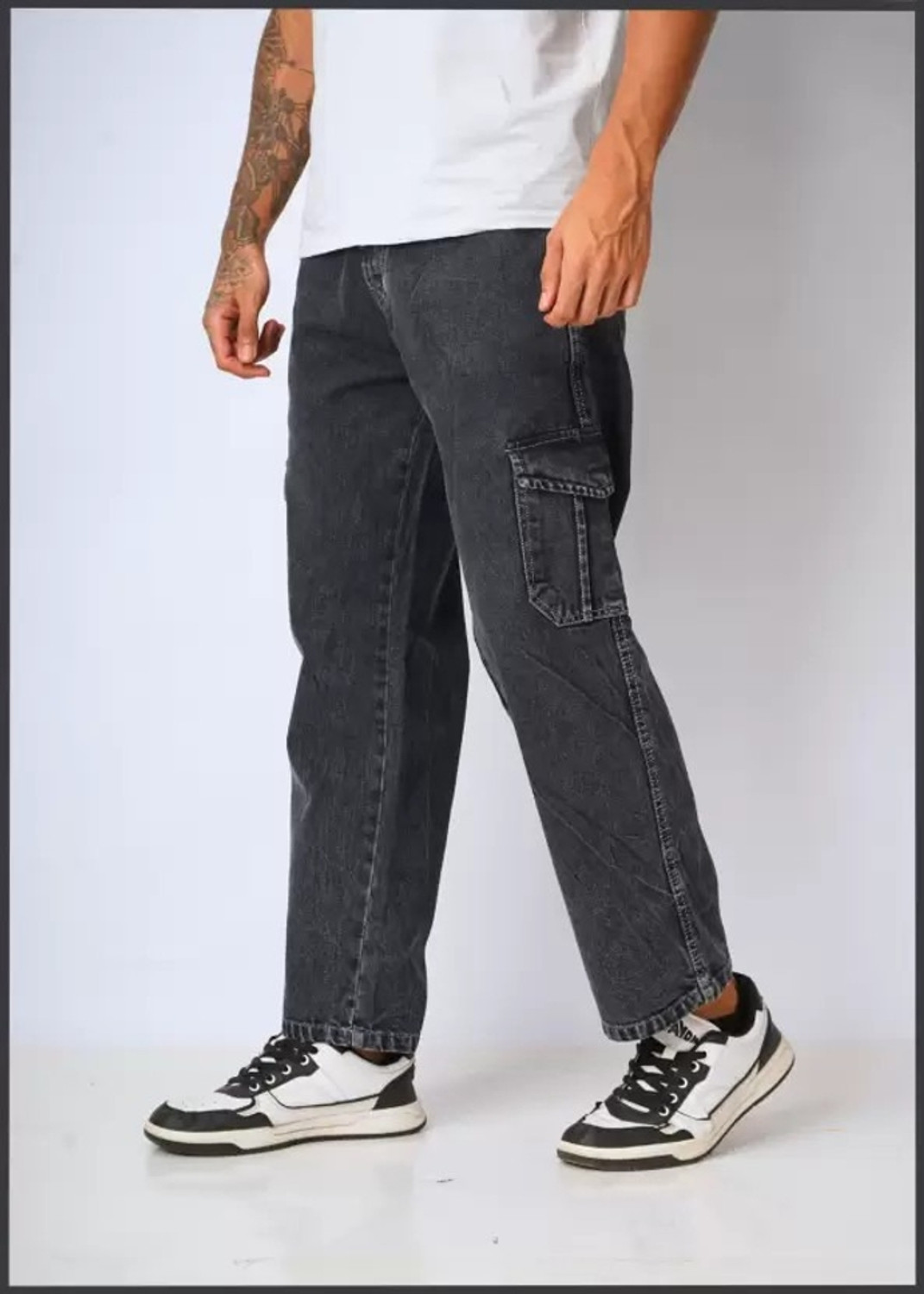 Image of Playfeel Straight Fit Men Dark Grey Jeans