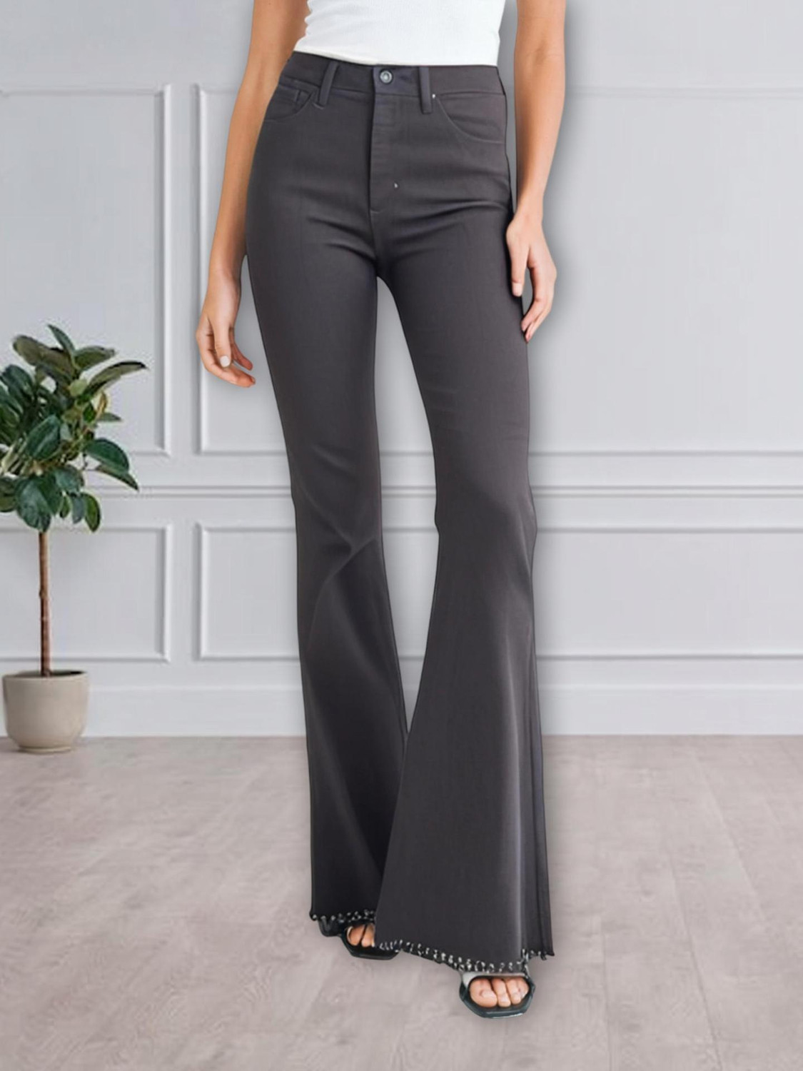 Image of GOLD-D.A FASHION Boot-Leg Women Grey Jeans