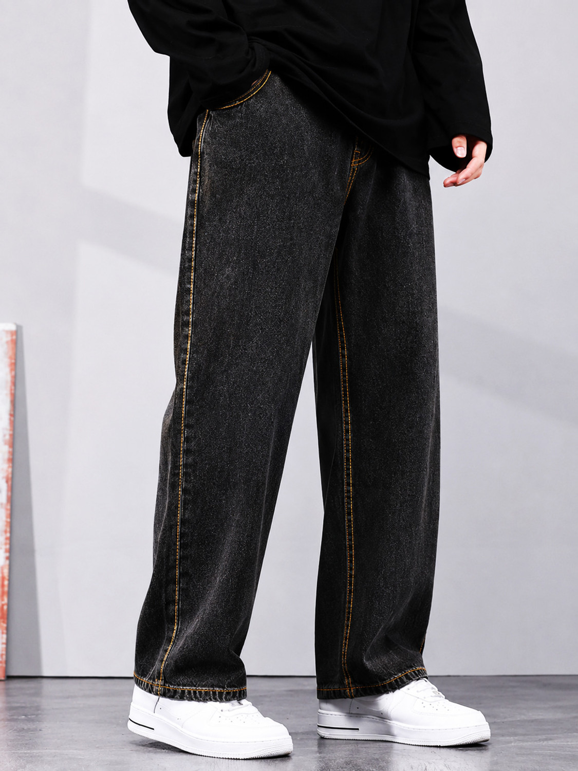 Image of DENIM LOOK Loose Fit Men Dark Grey Jeans
