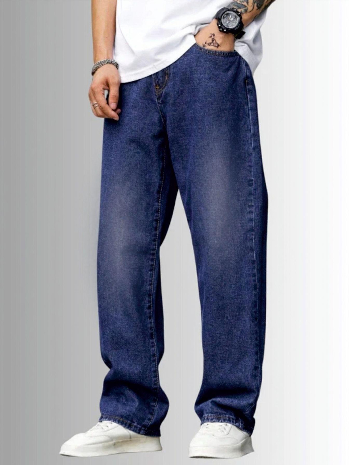 Image of uth republic Loose Fit Men Dark Blue Jeans