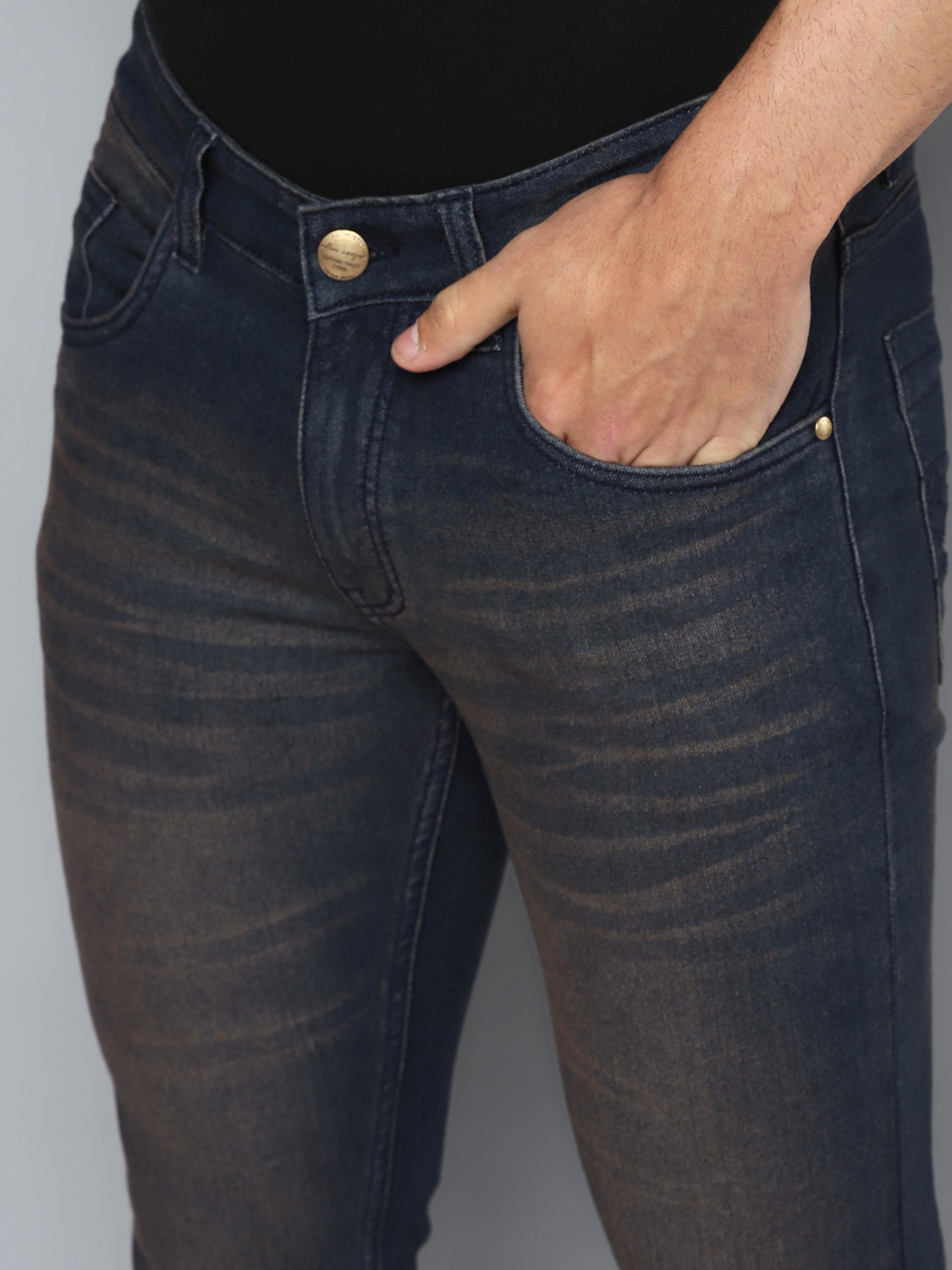 Image of Allen Cooper Slim Men Dark Blue Jeans