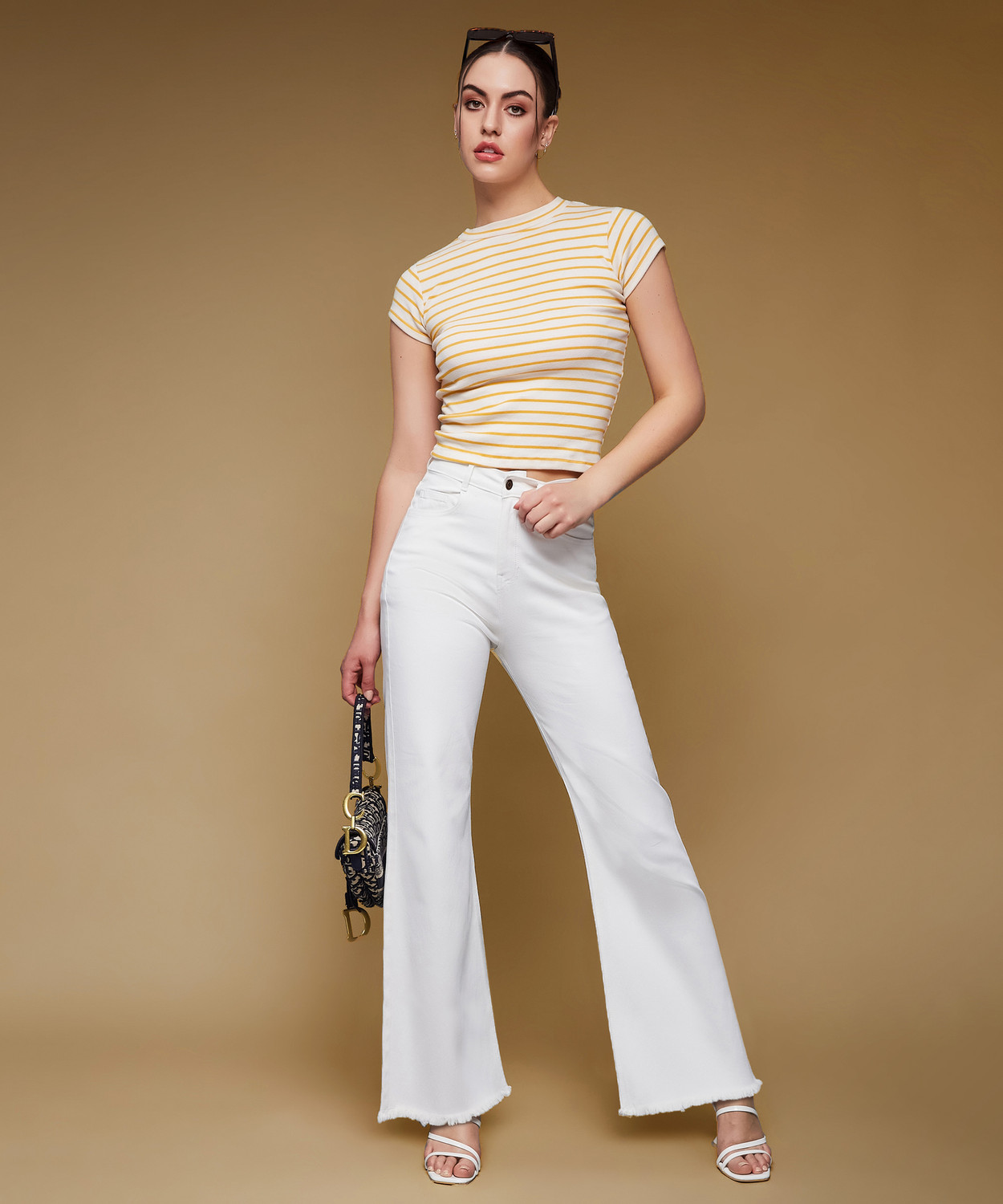 Image of Miss Chase Flared Women White Jeans
