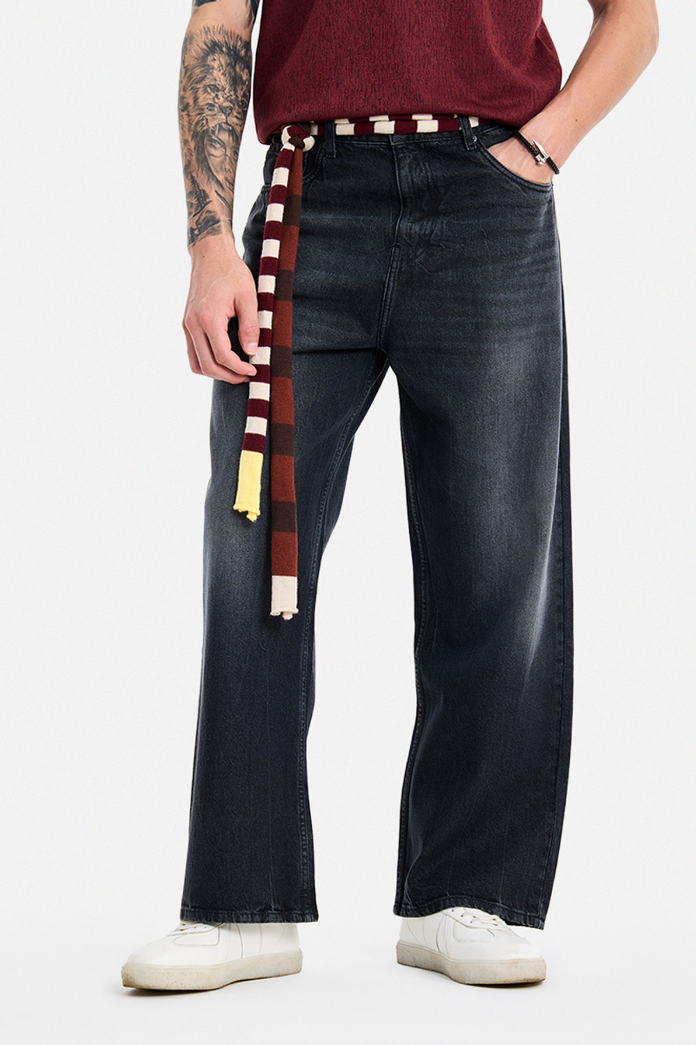 Image of Snitch Relaxed Fit Men Black Jeans