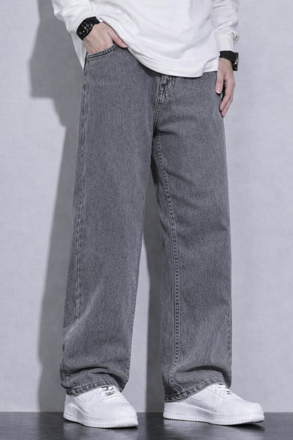 Image of WAZWEAR Straight Fit Men Grey Jeans