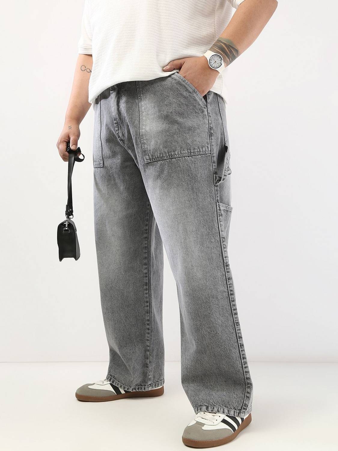 Urbano Plus Loose Fit Men Grey Jeans - Image 1