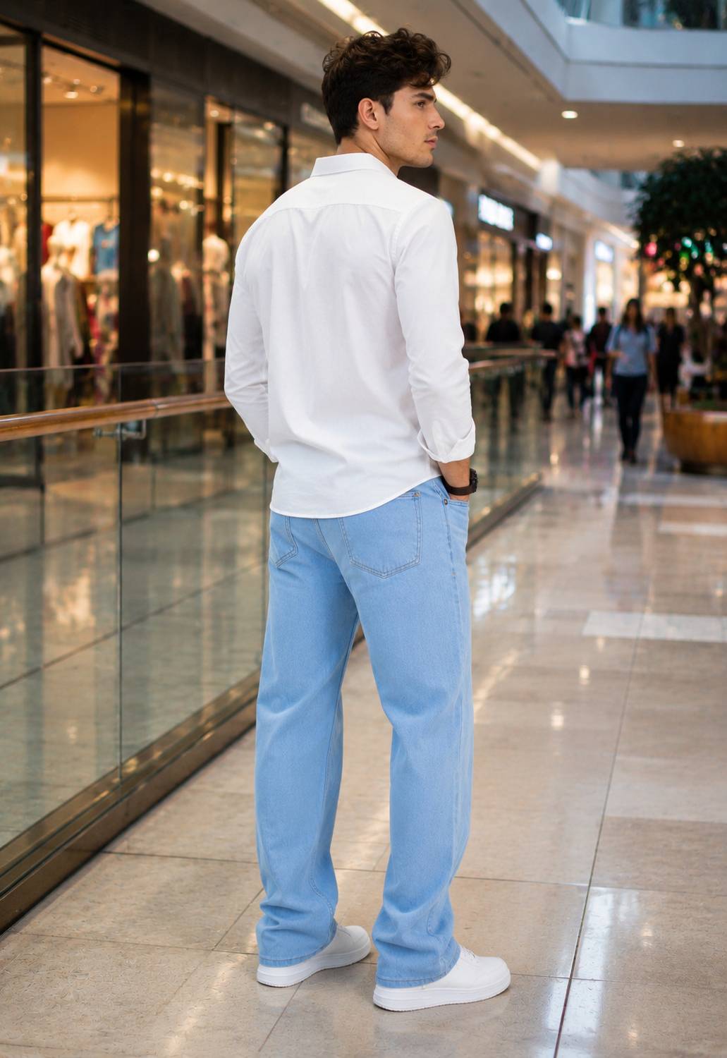 DENIM LOOK Loose Fit Men Light Blue Jeans - Image 4
