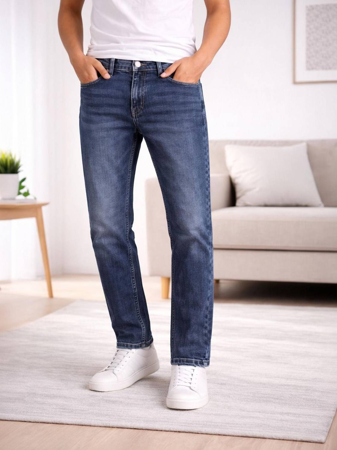 US BLUE Slim Men Dark Blue Jeans