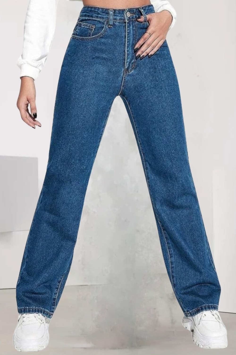 Image of Qeboo Straight Fit Women Blue Jeans
