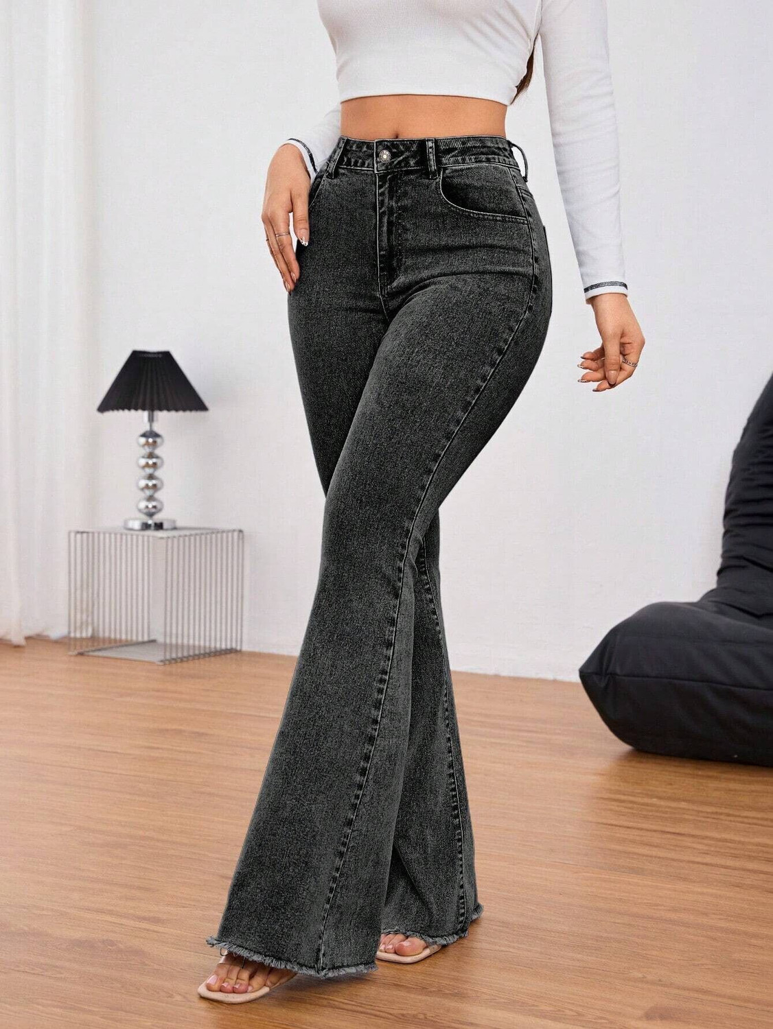 Image of KOTTY Boot-Leg Women Grey Jeans