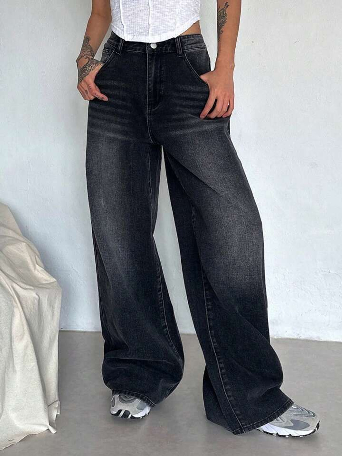 Image of H&H Baggy Fit Women Black Jeans