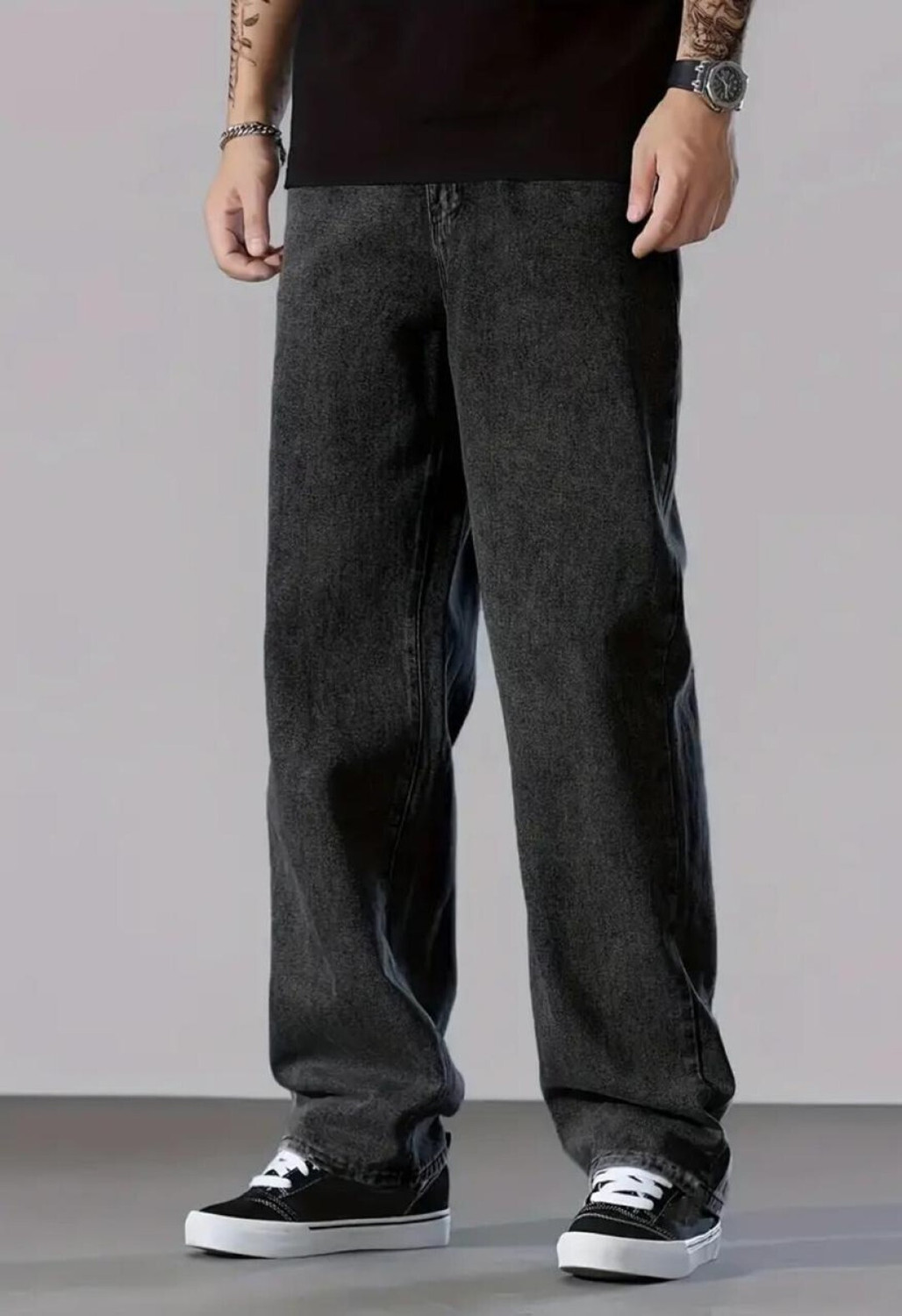 Image of GARTEEN Straight Fit Men Dark Grey Jeans