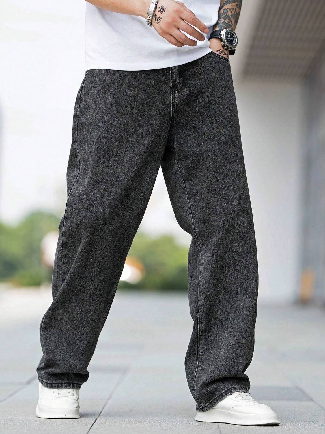 DENIM LOOK Relaxed Fit Men Dark Grey Jeans