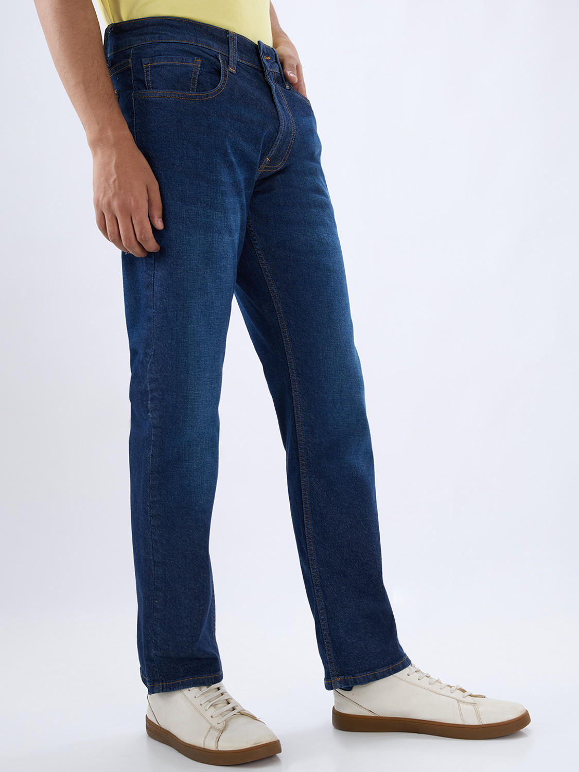 Image of Spykar Relaxed Fit Men Dark Blue Jeans