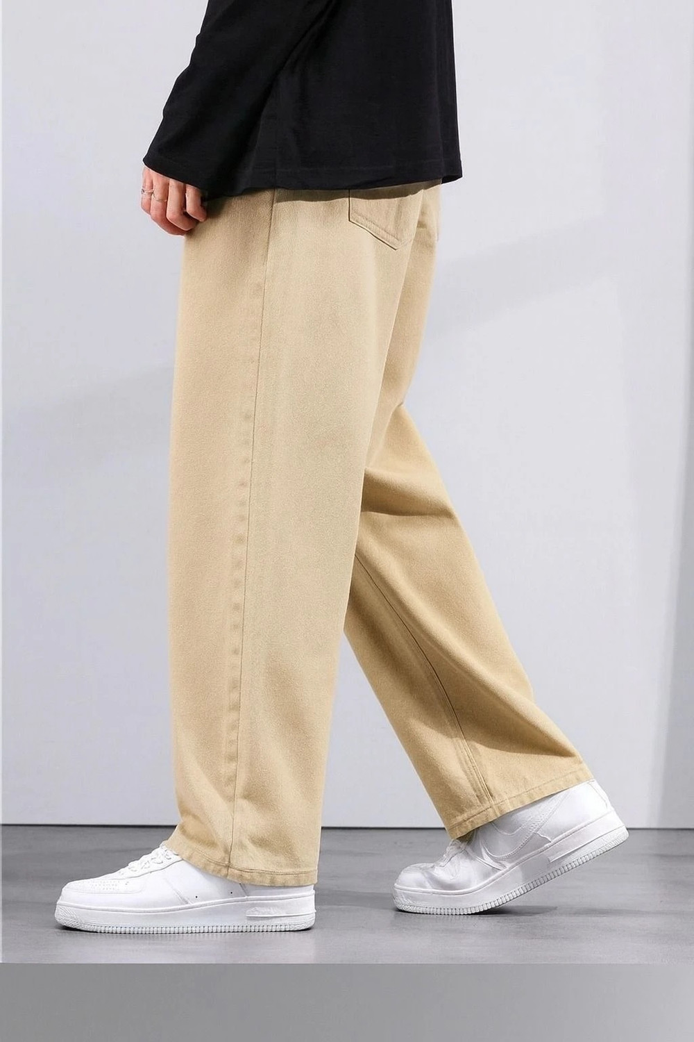 Image of DENIM DUCH Loose Fit Men Beige Jeans