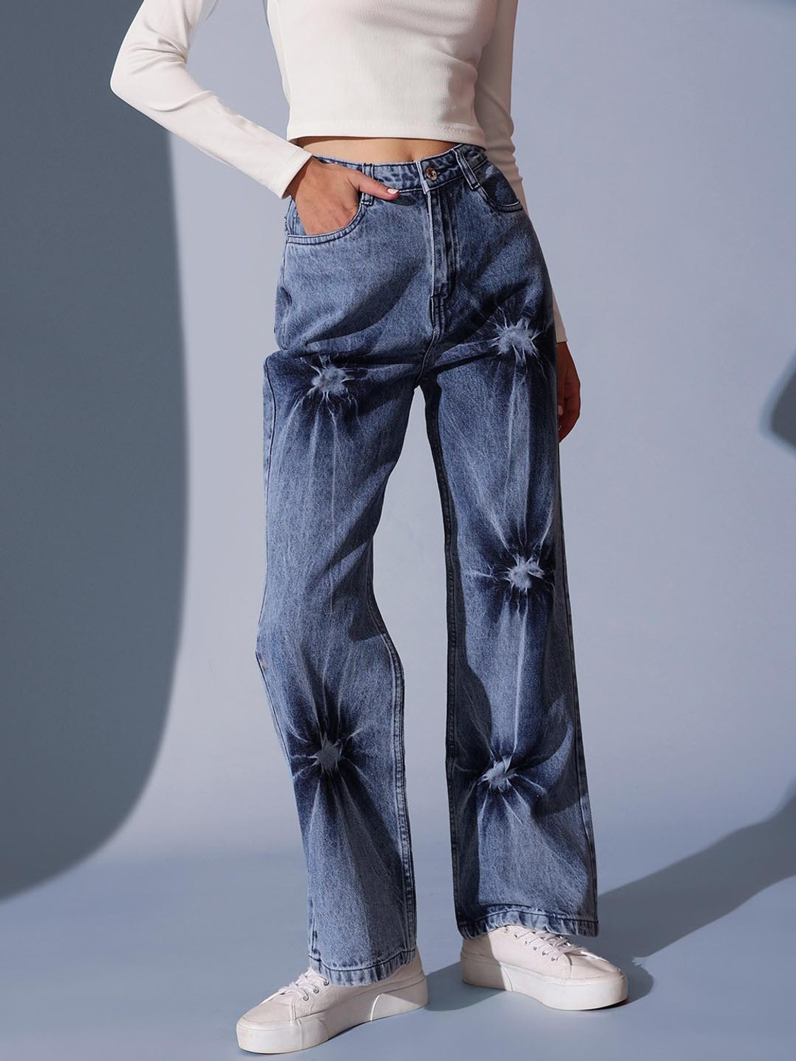 Image of STREET9 Relaxed Fit Women Blue Jeans