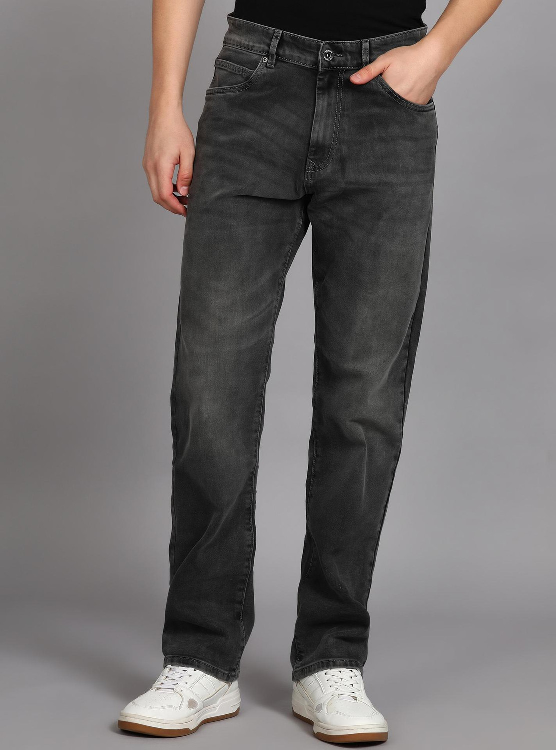 Image of MUFTI Straight Fit Men Black Jeans