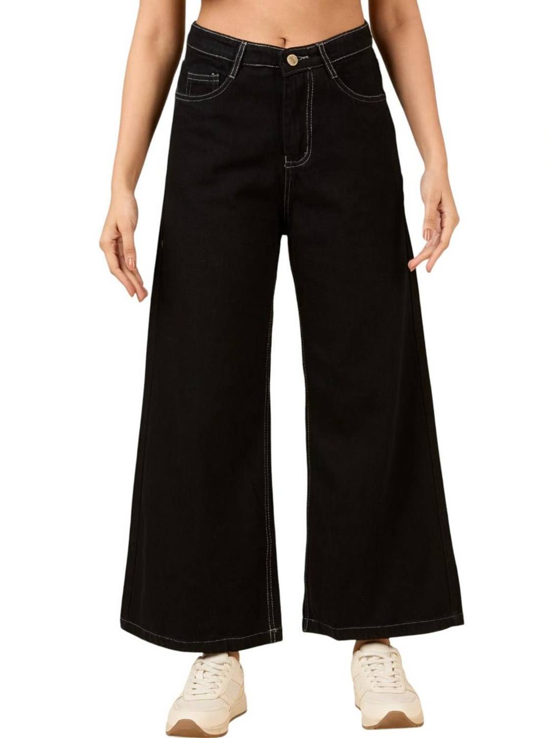 3BUTTERFLIES Flared Women Black Jeans