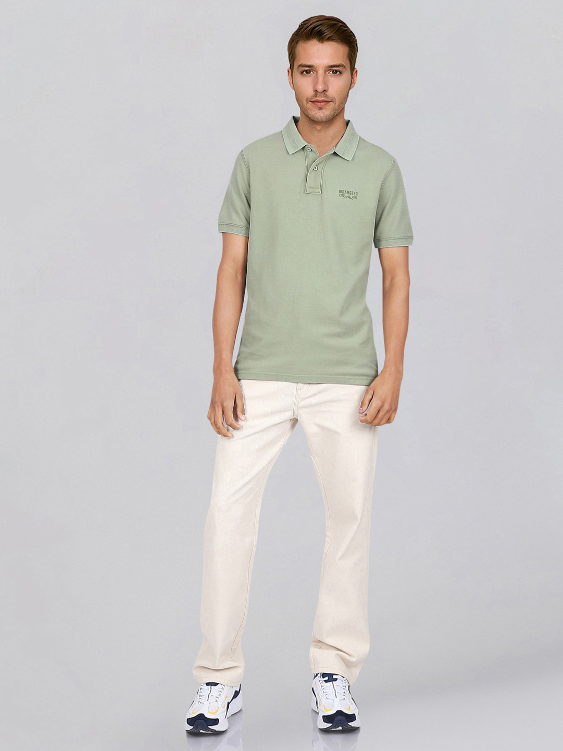 Image of Wrangler Straight Fit Men Beige Jeans