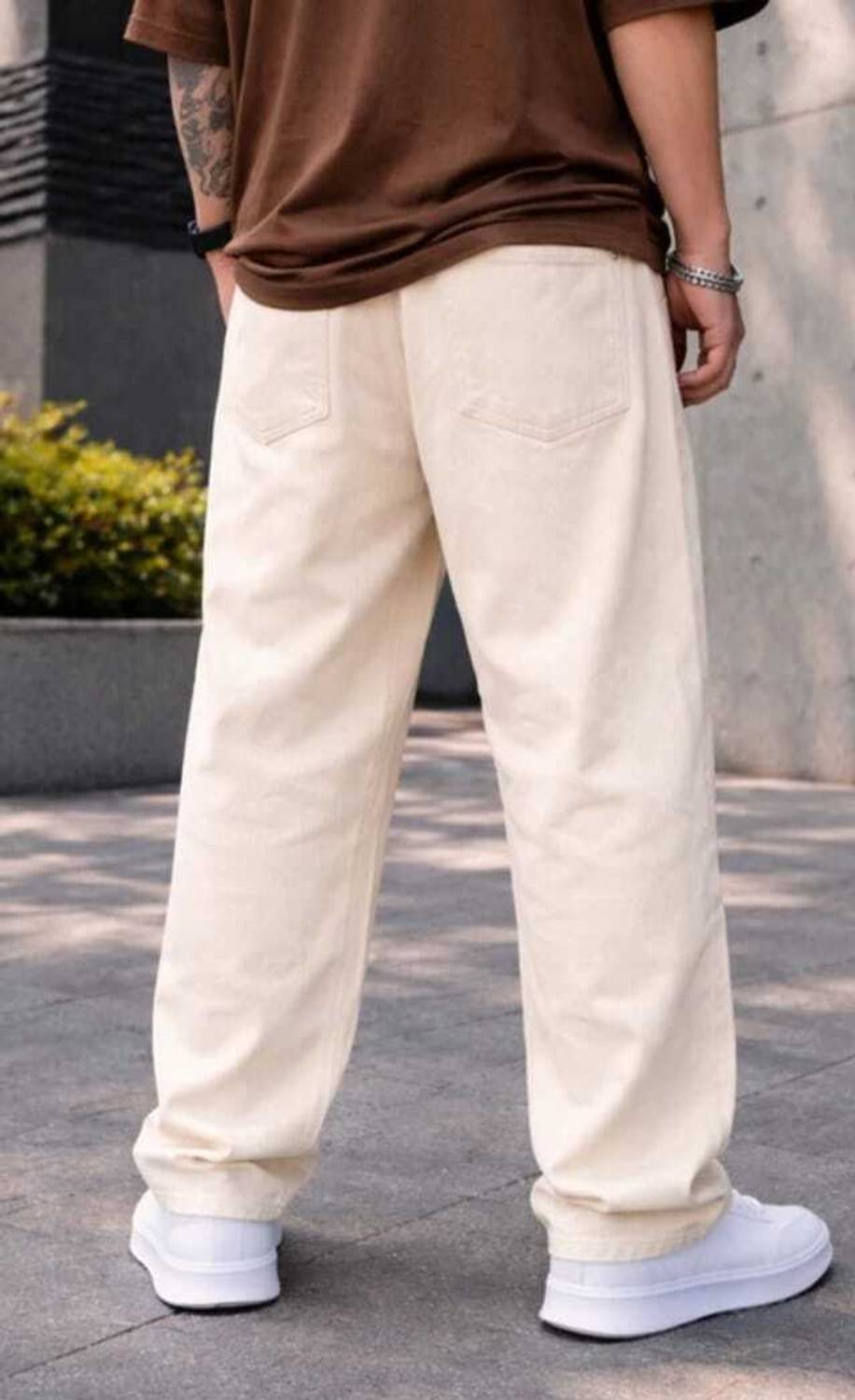 NAZDA Baggy Fit Men Beige Jeans - Image 2