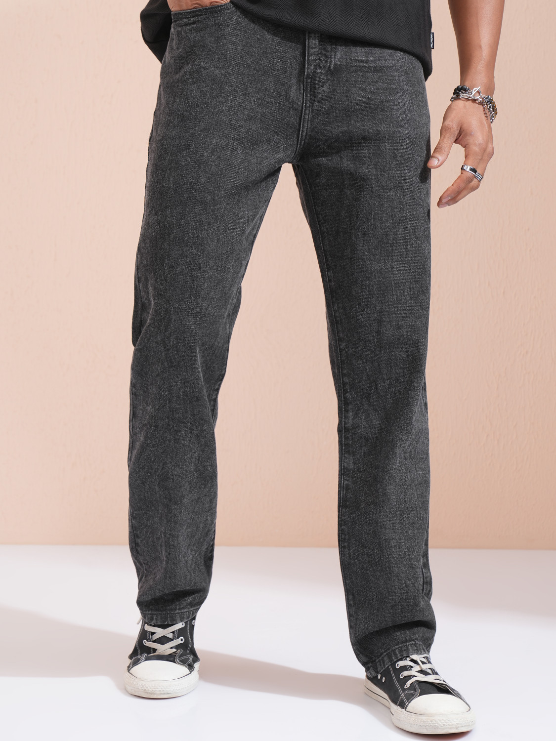 Image of HIGHLANDER Straight Fit Men Black Jeans
