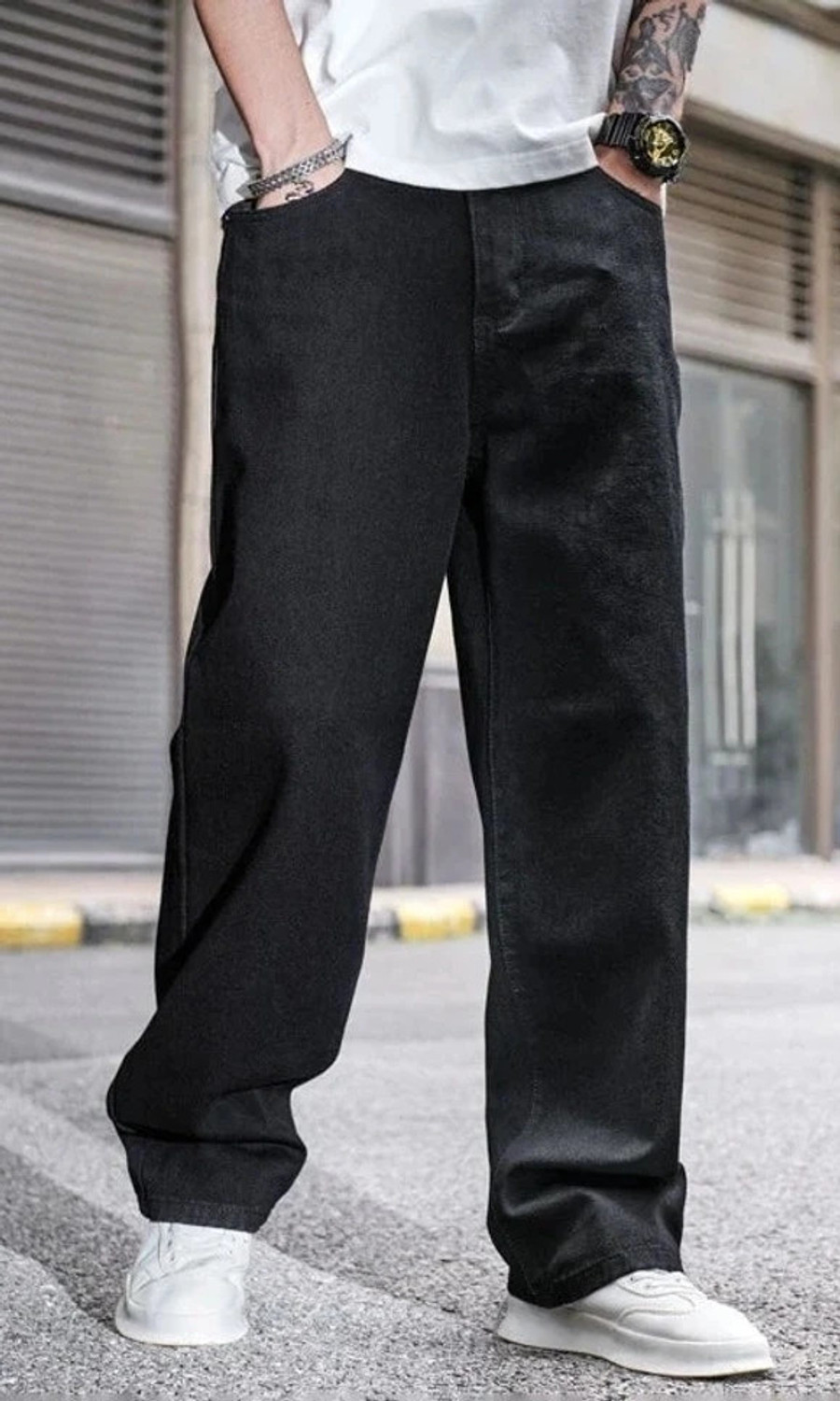Image of Zaba Denim Loose Fit Men Black Jeans