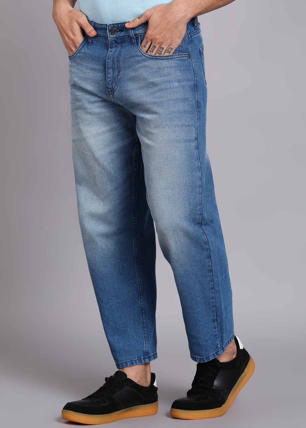 Image of WROGN Loose Fit Men Blue Jeans