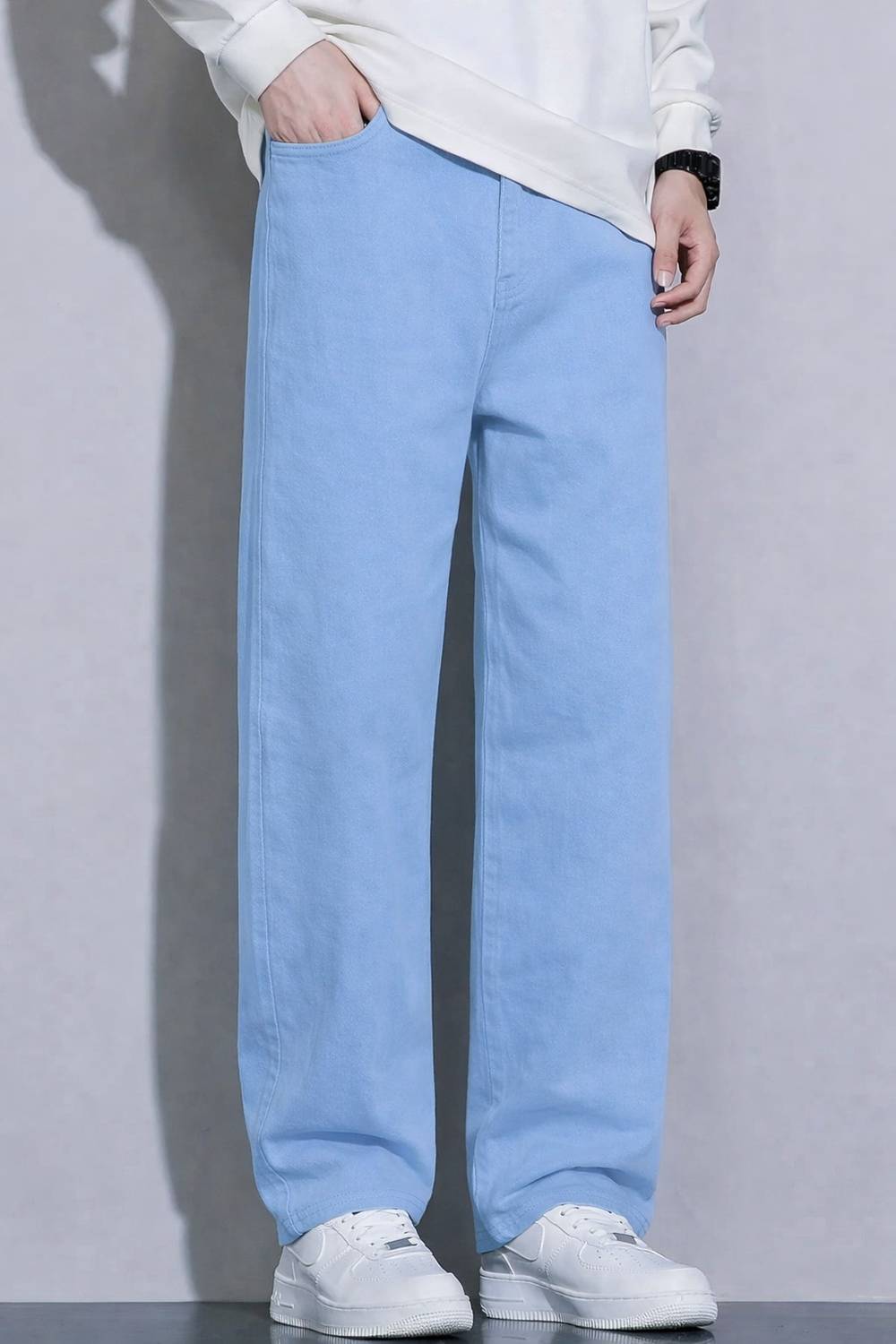 DENIM4MEN Wide Leg Light Blue Jeans - Image 4