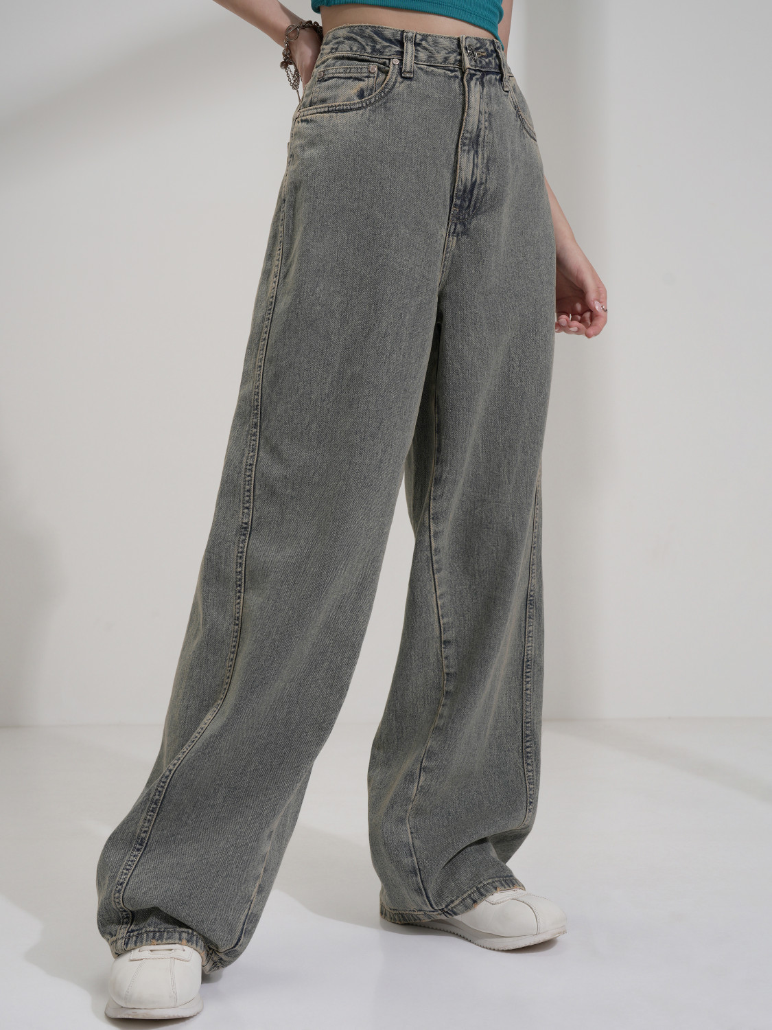 Image of Tokyo Talkies Loose Fit Women Grey Jeans