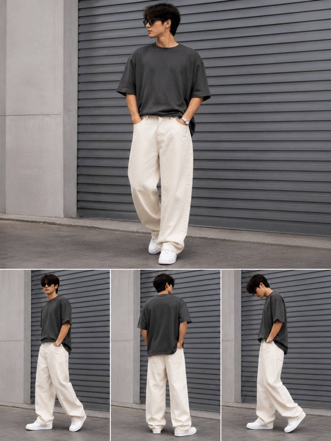 Pahiraav Wide Leg Men Beige Jeans - Image 3