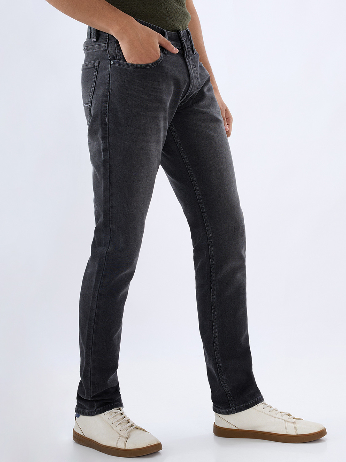 Image of Spykar Regular Men Grey Jeans