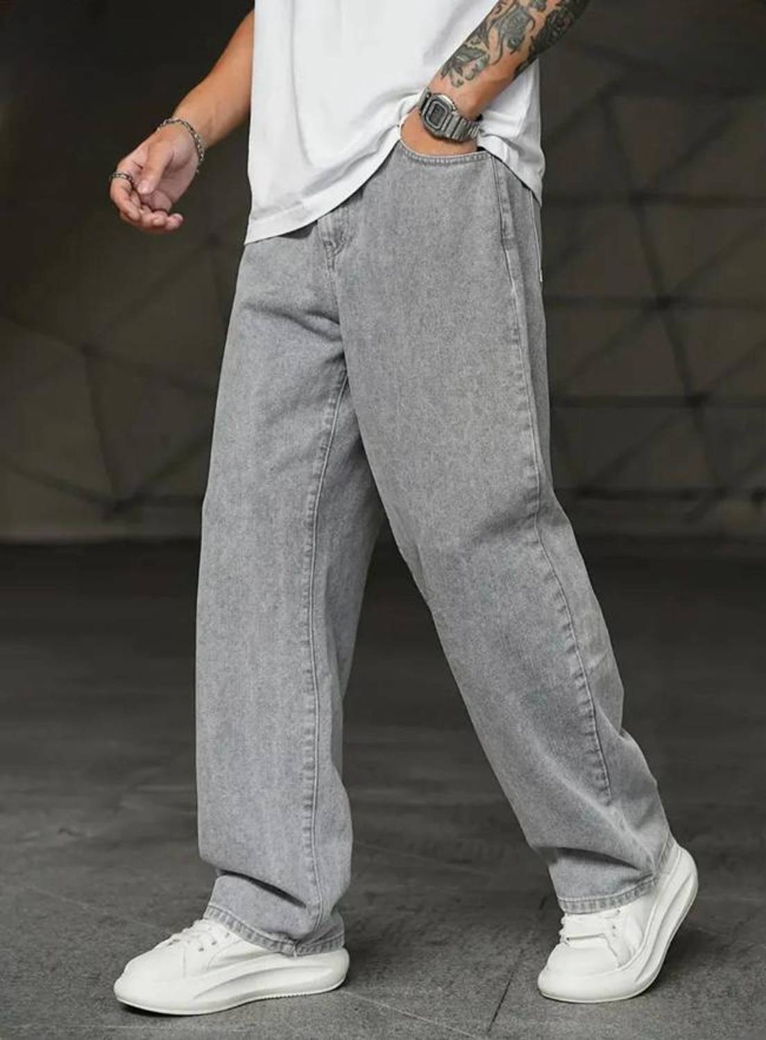 RIFA Loose Fit Men Grey Jeans - Image 5