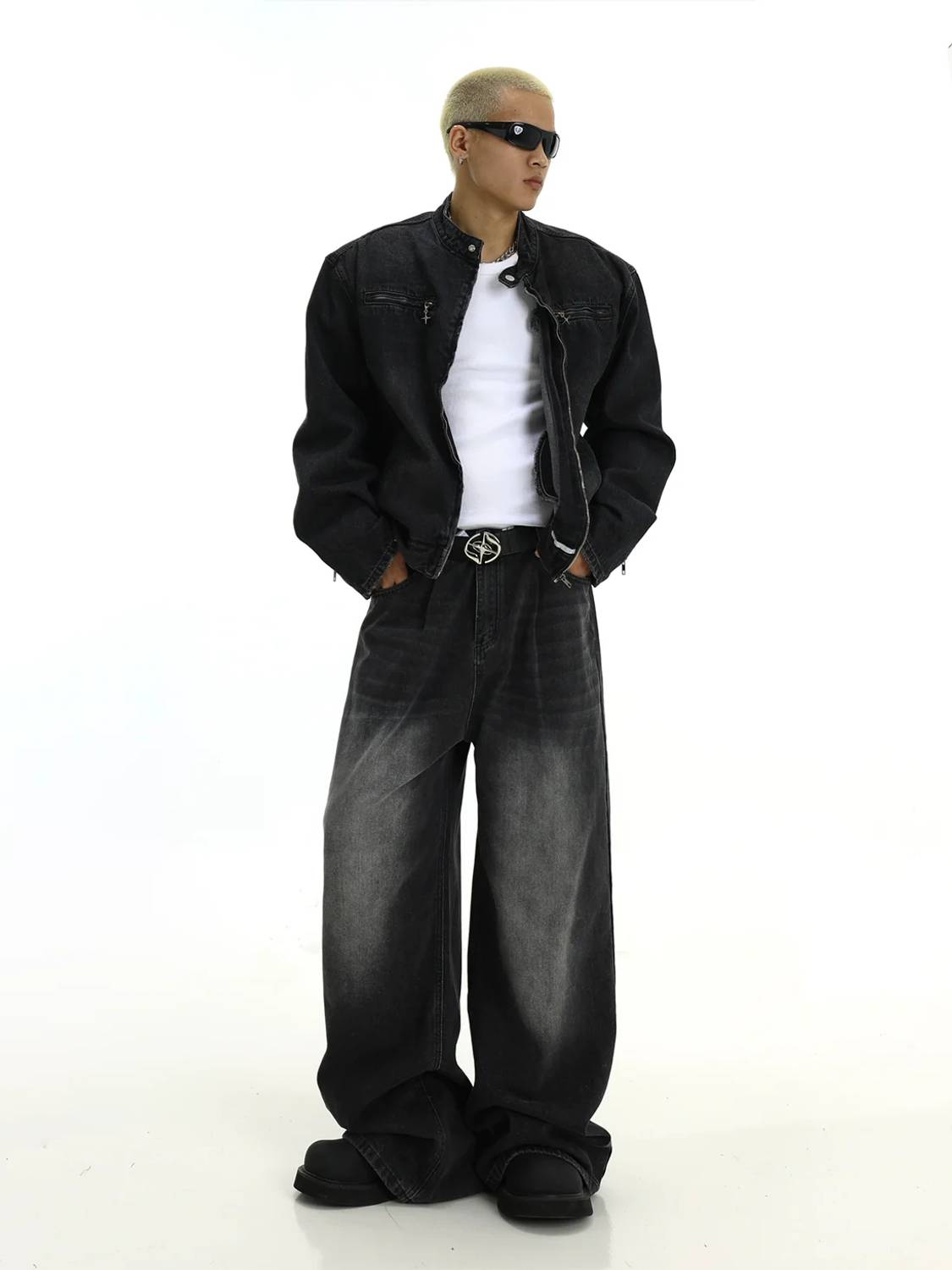sky collection Wide Leg Men Black Jeans - Image 5