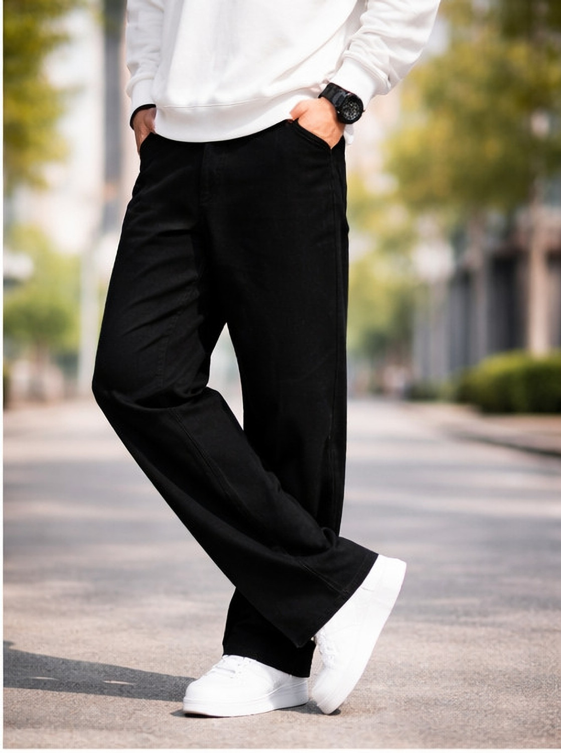 Image of HIGH DENIM Straight Fit Men Black Jeans