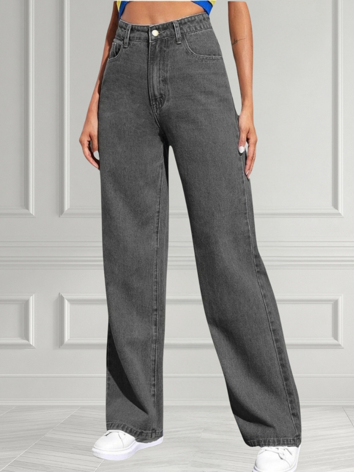 Image of Crazeis Loose Fit Women Grey Jeans