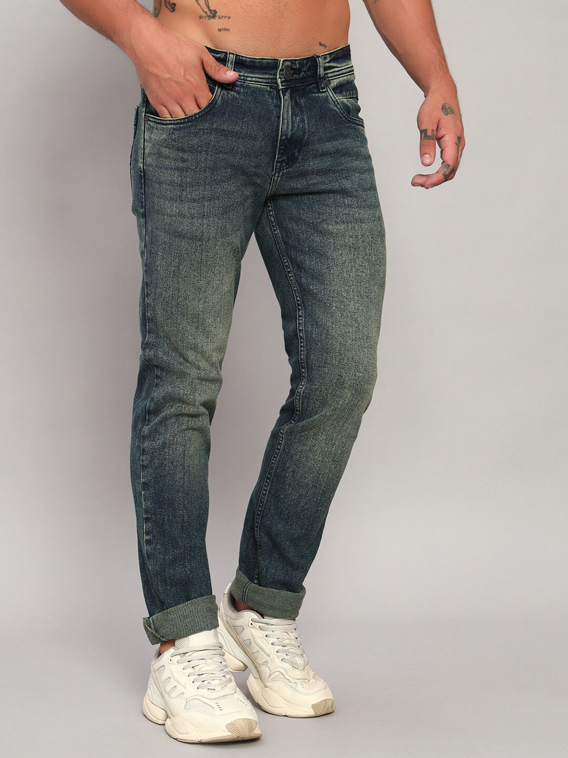 Image of CANTABIL Regular Men Green Jeans