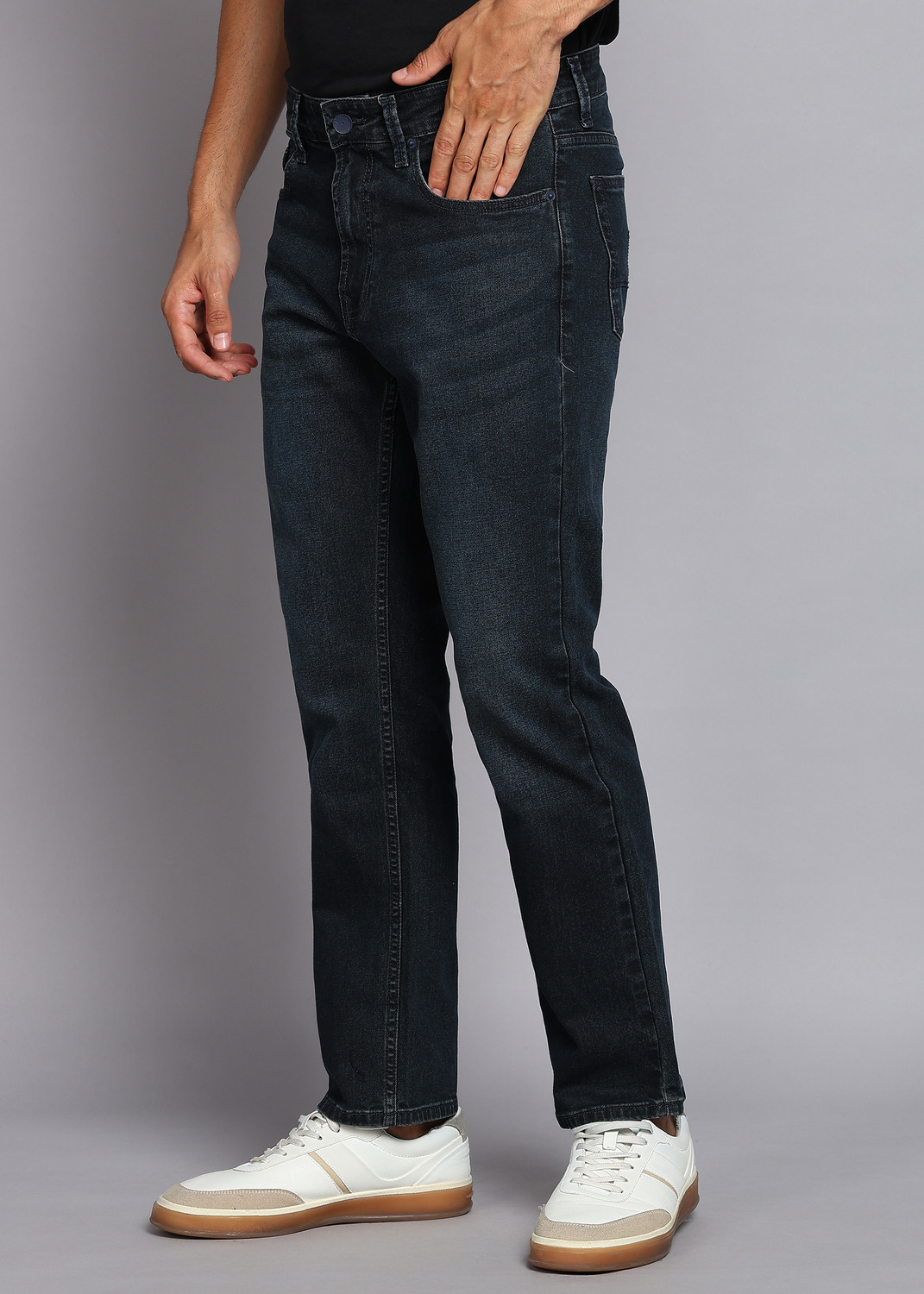 Image of Spykar Relaxed Fit Men Dark Blue Jeans