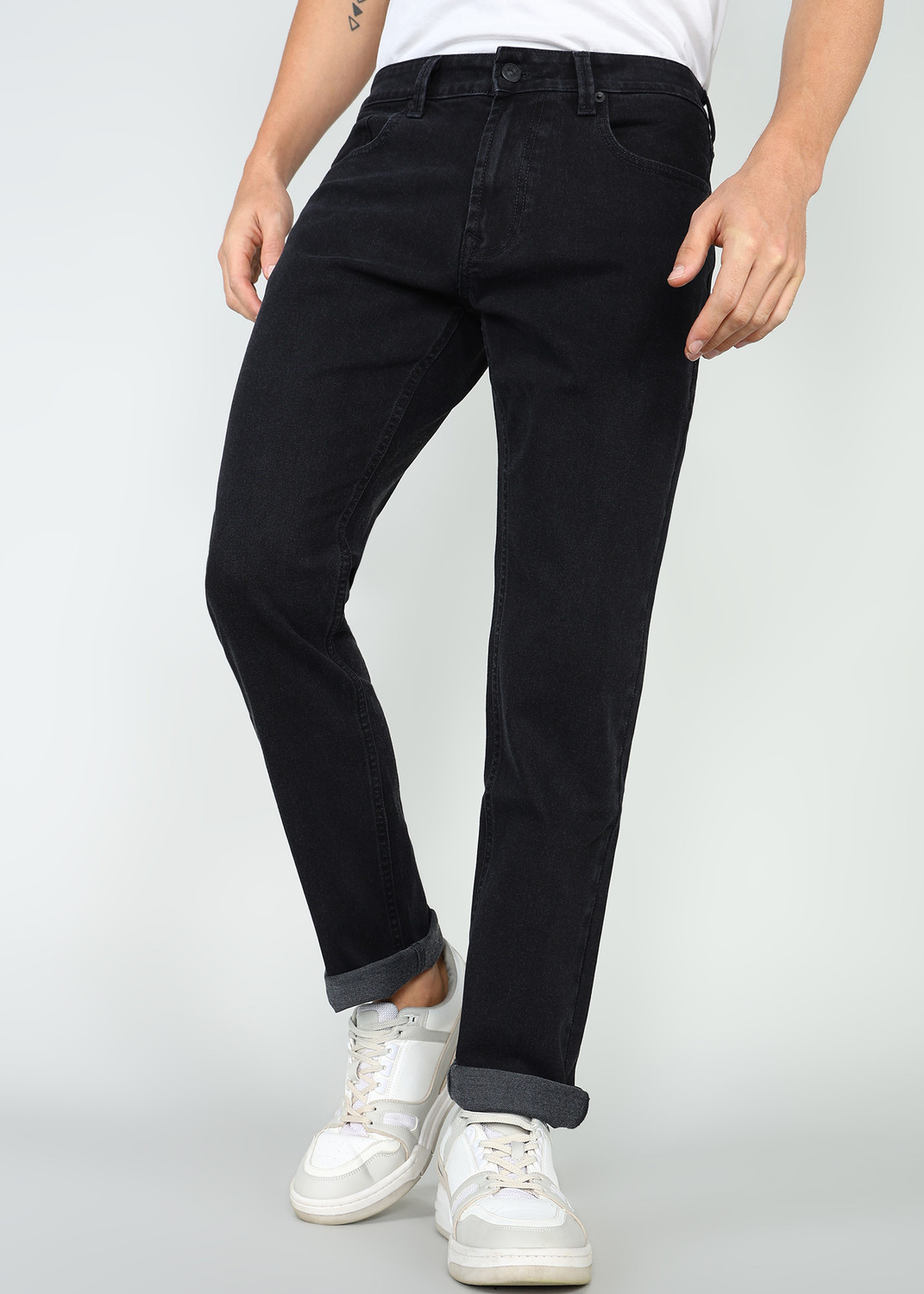 Image of Spykar Straight Fit Men Black Jeans