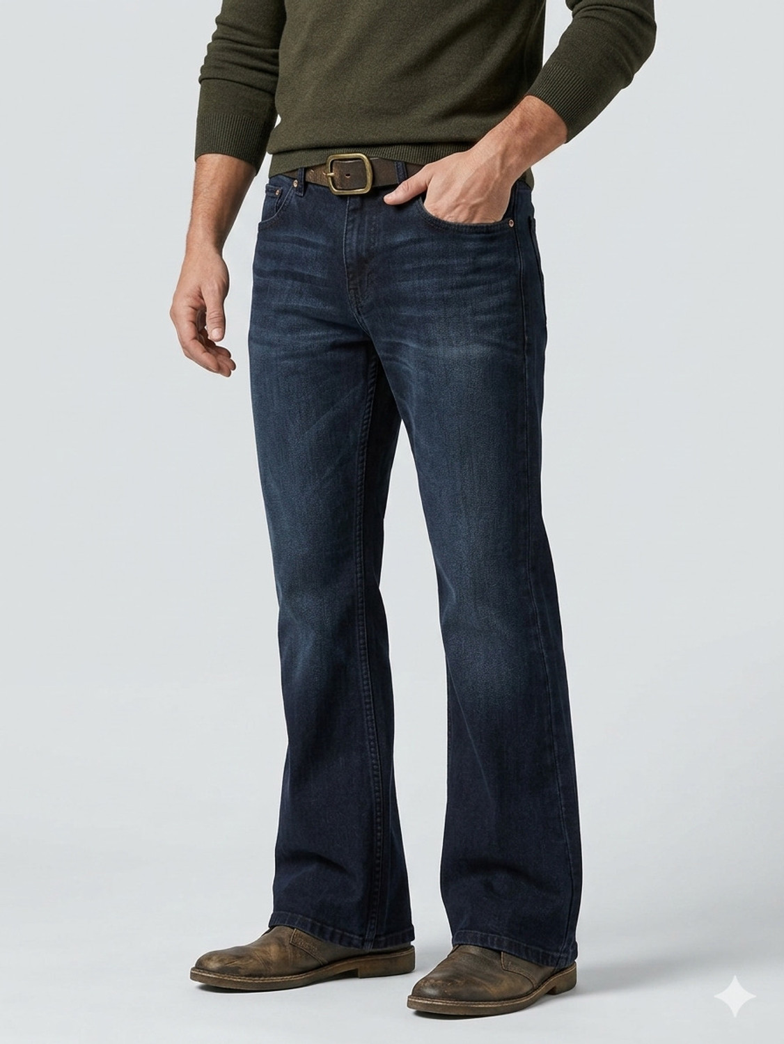 Image of APJ GARMENTS Boot-Leg Men Blue Jeans