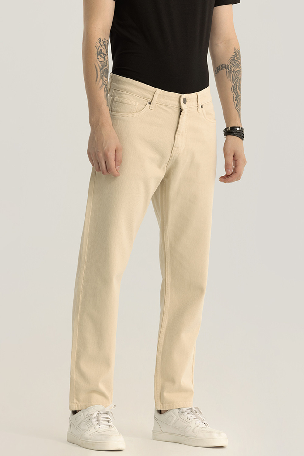 Image of Snitch Boyfriend Men Beige Jeans